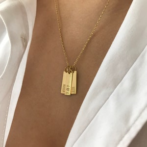 Family Gold Rectangle Name Necklace I Tiny Necklace I Minimalist necklace I custom name gifts I gold bar necklace I New Year I