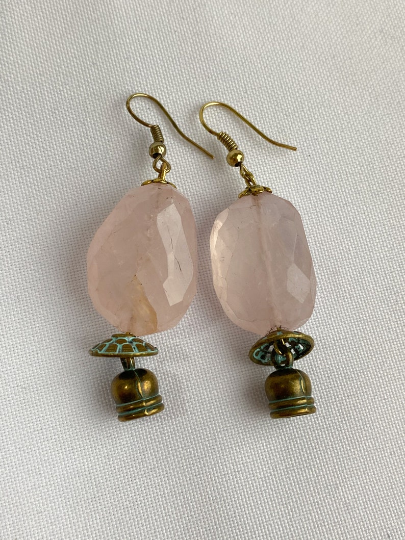 Handmade Earrings Rose Quartz Jewelry Handmade Rose Quartz Bell Earrings