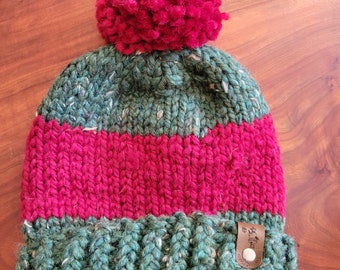 Bulky/Heavyweight Christmas Hand-Knit Hat