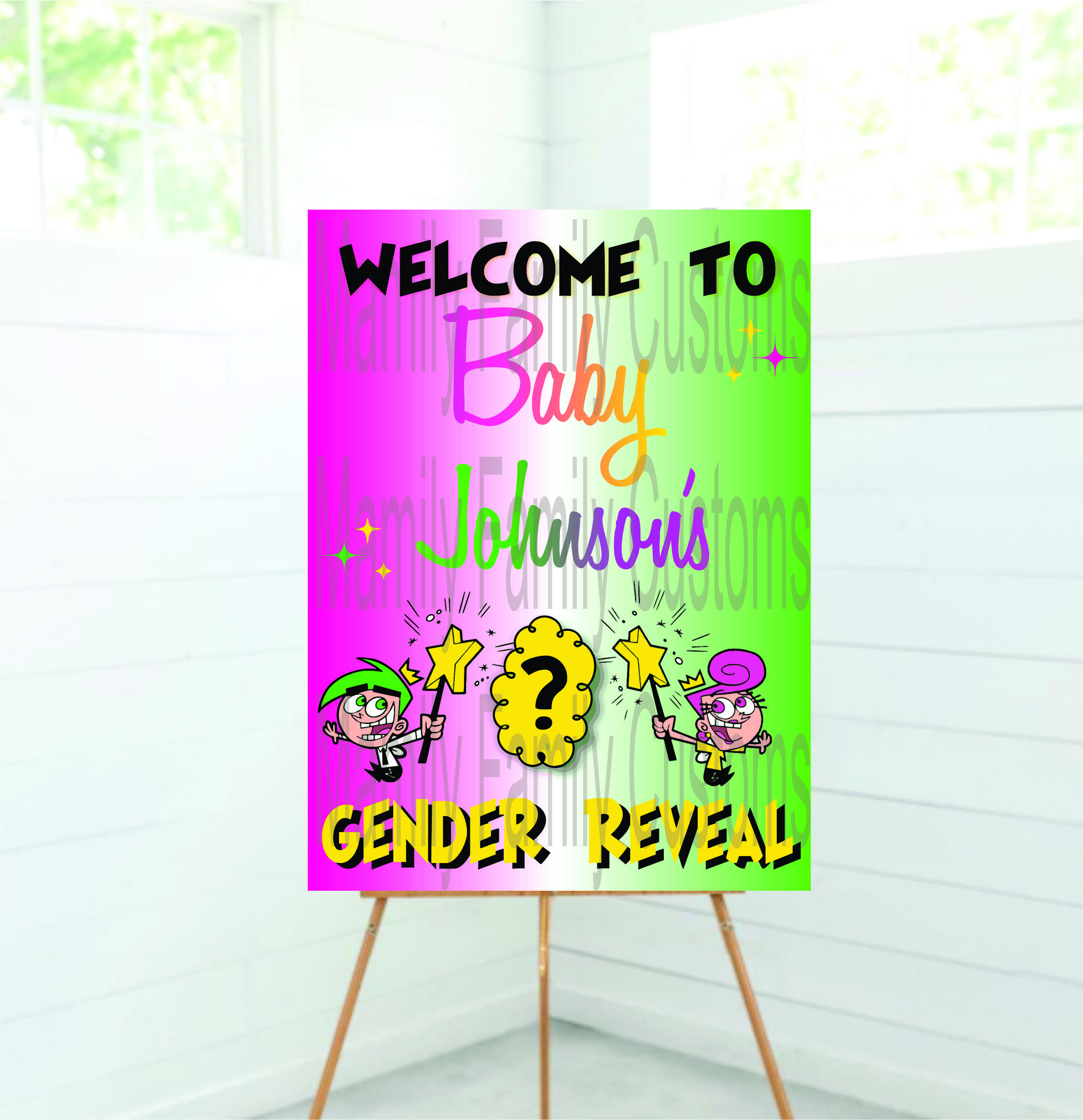 Editable Fairly Odd Parents Gender Reveal Welcome Sign - Etsy