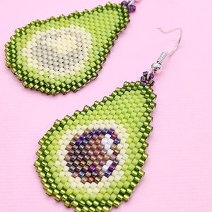 Avocado earrings Mismatched earrings Miyuki earrings Asymmetric earrings Beadwork earrings Different earrings Seed bead earrings