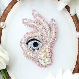 Broche de mão Broche de olho Broche bordado Broche de mau-olhado Broche de contas Broche de pérolas Broche de casaco Broche bordado Broche Ok