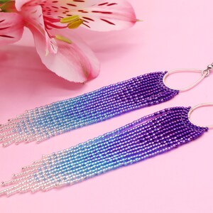 Cobalt Blue Earrings Violet Earrings Beadwork Earrings Modern ...