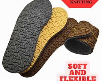 INSOLES FOR CROCHET- with holes.   soft and flexible knit bootie soles. 5 pairs , 2-layer  sole for crocheting for house shoes / slippers.