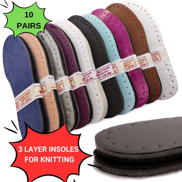 INSOLES FOR CROCHET 10 pairs , 3-layer  sole for crochet. with holes.from the most well-known insoles manufacturer itself rasim uyar