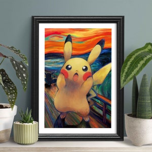 Pokemon Edvard Munch Pikachu Edition, Pikachu Zeichnung, Pokemon Zeichnung, Pikachu Print, Pikachu Zeichnung, Edvard Munch, Der Schrei