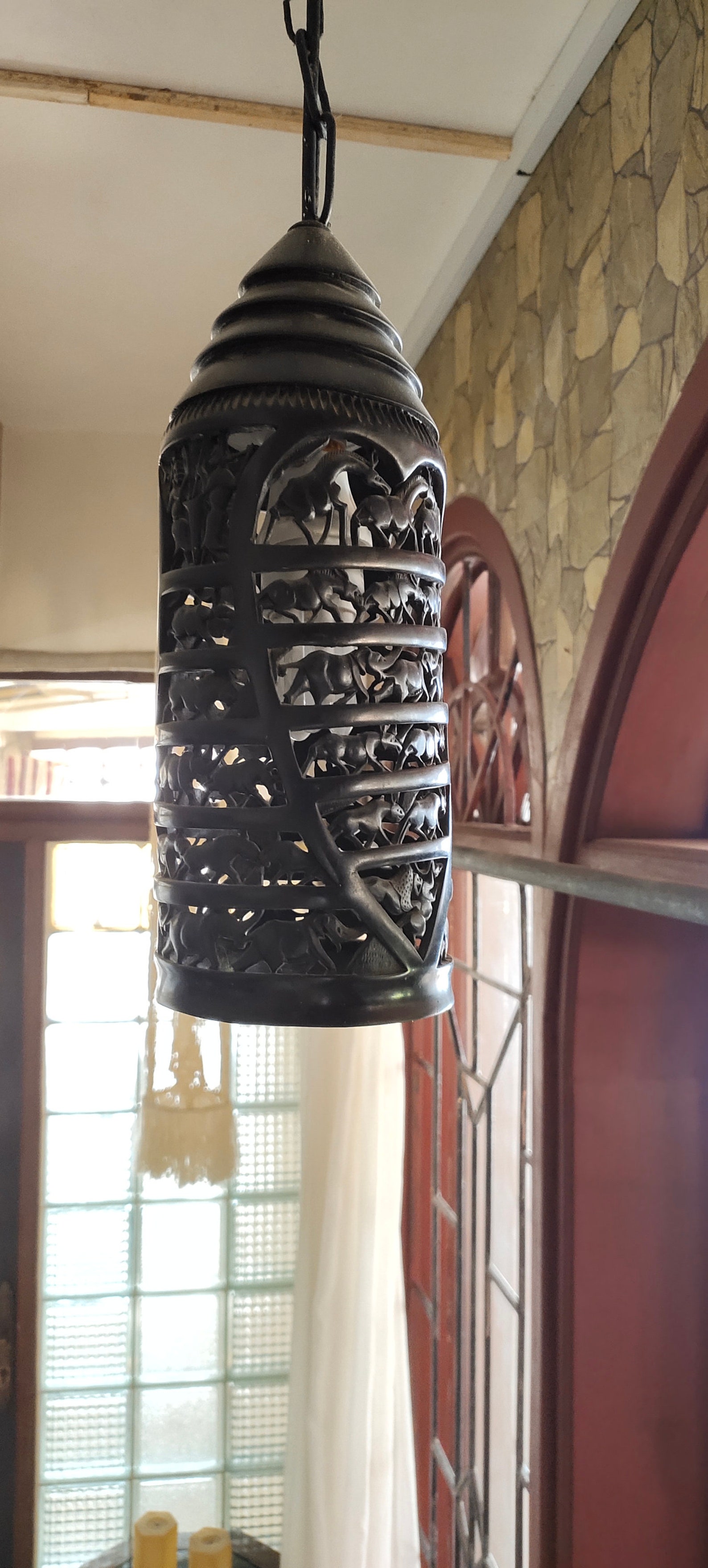 Wooden Modern Unique African Lamp Shade Home Decor Ceiling Etsy