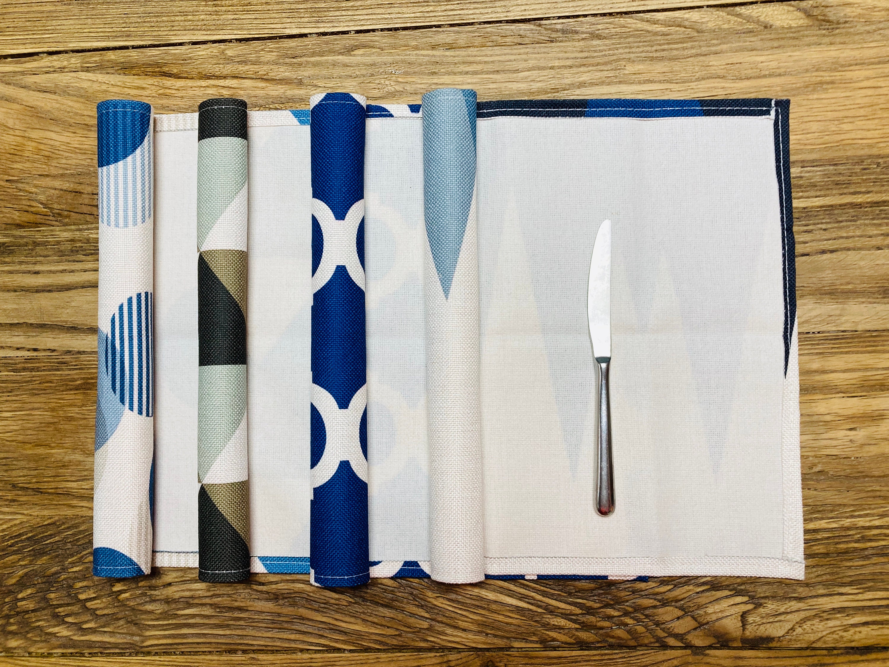 Blue Waterproof Table Placemats Cotton & Linen Table Mats Etsy