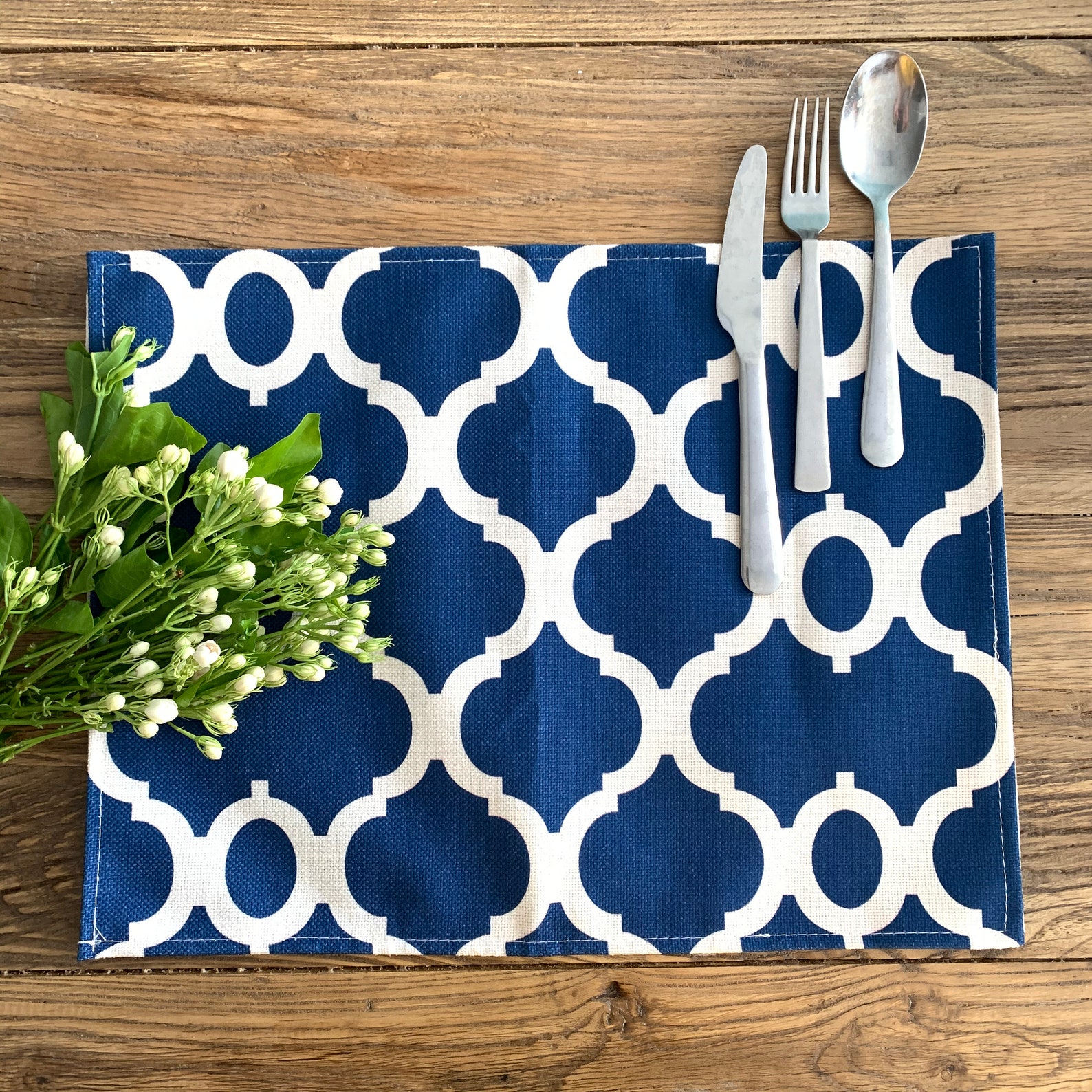 Blue Waterproof Table Placemats Cotton & Linen Table Mats Etsy