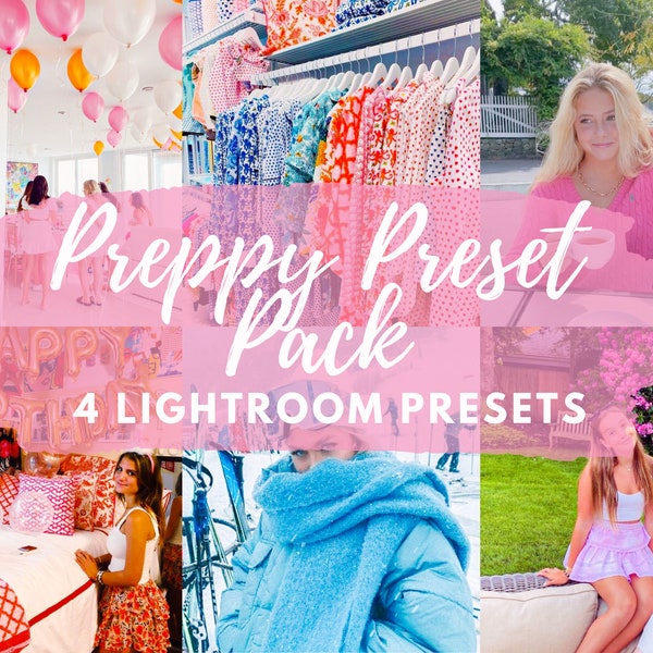 Preppy Preset Pack - 4 préréglages Preppy Lightroom, filtres instagram, préréglage influenceur, préréglage blogueur, filtre preppy, préréglage pinterest