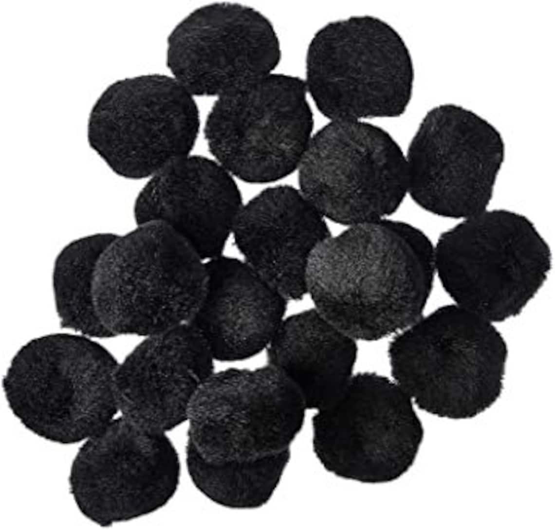 100pc Black Pom Poms 1 Diameter Etsy