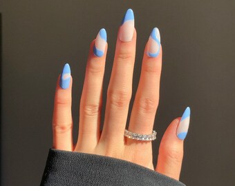 Light Blue Nails Etsy Light Blue Nails Etsy