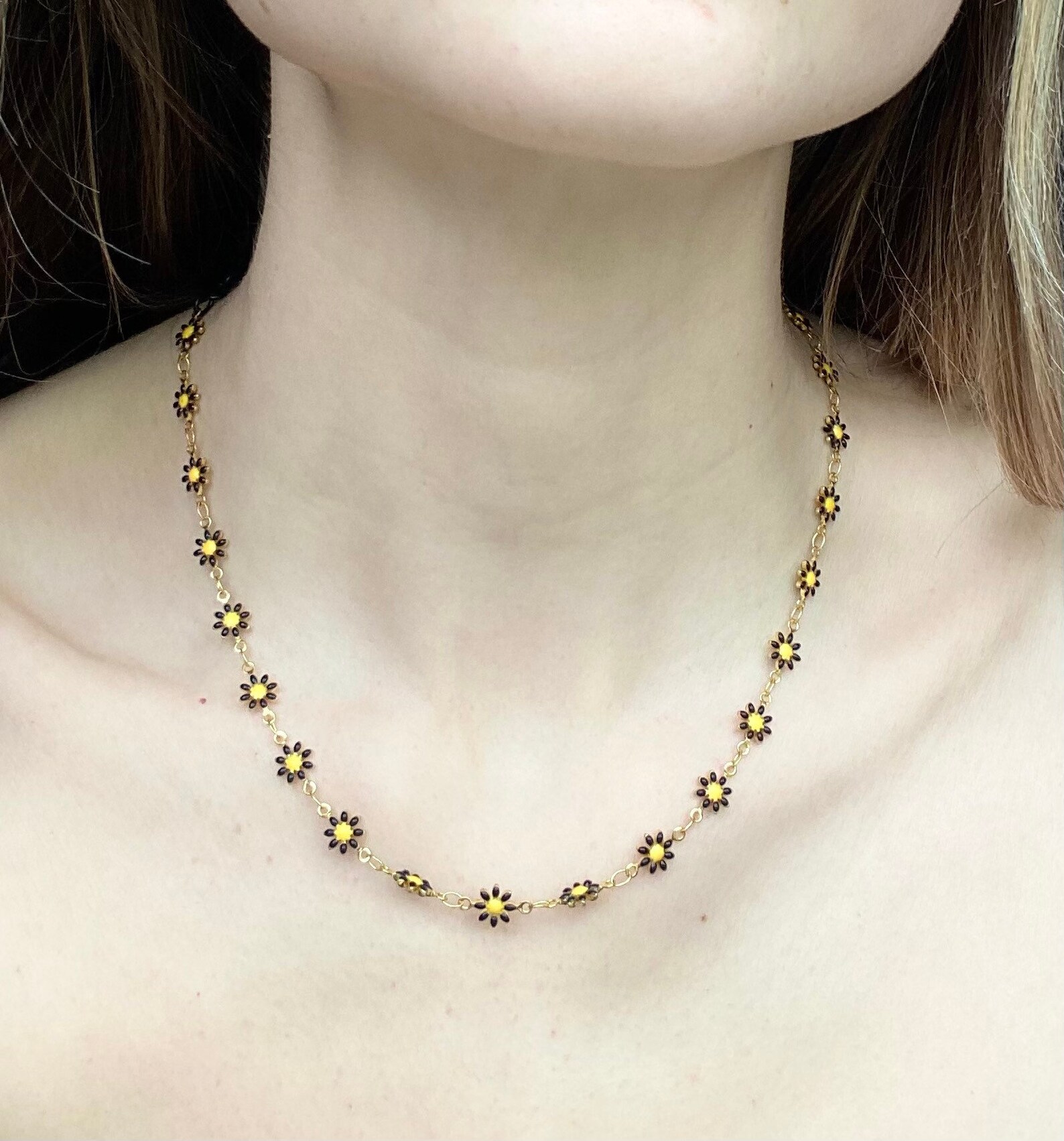 Dainty Daisy Chain Necklace Etsy