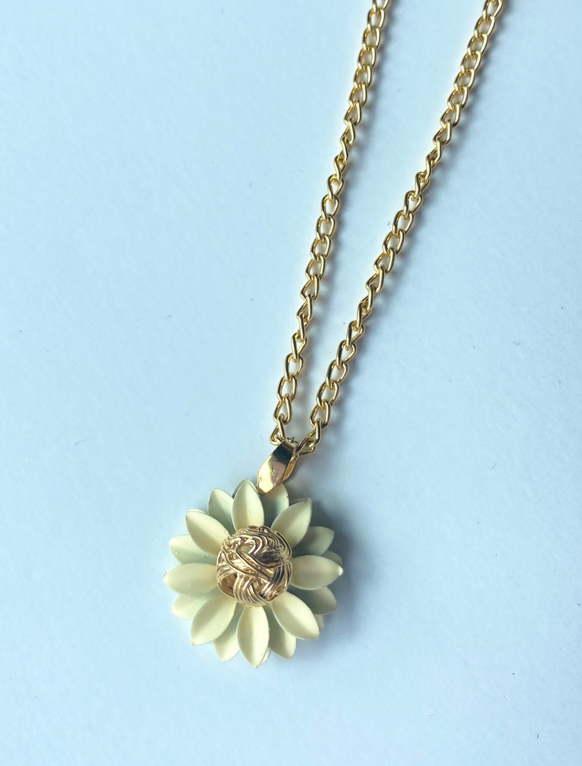 Gold Sunflower Chain Necklace Etsy