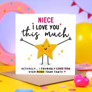 Carte nièce, je t'aime beaucoup - carte d'anniversaire nièce, carte pour nièce, je t'aime, carte nièce drôle - We love you - carte personnalisée