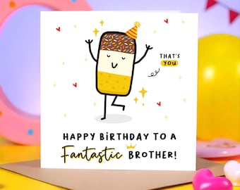 Fantastic Brother Birthday Card, Funny Birthday Card For Brother, Happy Birthday To A Fantastic Brother, Personalised Card