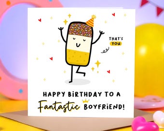 Funny Birthday Card For Boyfriend, Personalized Greeting Card