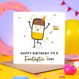 Fantastische zoon verjaardagskaart, grappige verjaardagskaart voor zoon, gelukkige verjaardag aan een fantastische zoon, gepersonaliseerde kaart