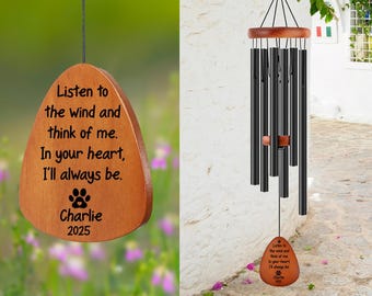 Carillon éolien commémoratif pour chien personnalisé à l'extérieur, carillon éolien commémoratif pour animal de compagnie personnalisé, cadeau souvenir d'animal perdu, enseigne de décoration de jardin, cadeaux en cas de perte de chien