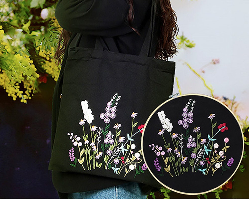 Embroidery Kit for Beginner Canvas Tote Bag Embroidery Etsy