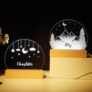 Personalized Name Night Lights, Birthday Gifts Baby Boy Girl, Night Lights For Kids, Cloud, Unicorn, Dinosaur, Mountains, Stars Night Lights