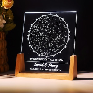 Cadeaux de fiançailles pour couples, carte des étoiles par date, veilleuse de la carte de la constellation, cadeaux pour petit ami et petite amie, cadeaux d'anniversaire