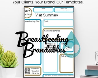 Lactation Visit Summary Template Handout, Breastfeeding Brandables™ Lactation Consultants, Postpartum Doula, Midwife Care, Baby Feeding