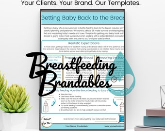 Getting Baby Back to the Breast Customizable Breastfeeding Lactation Client Handout Breastfeeding Brandables™ Canva Template