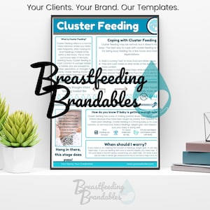 Cluster Feeding Template Lactation Handout for IBCLC Private Practice Clients Downloadable and Customizable in Canva 8.5x11 and A4 Sizing