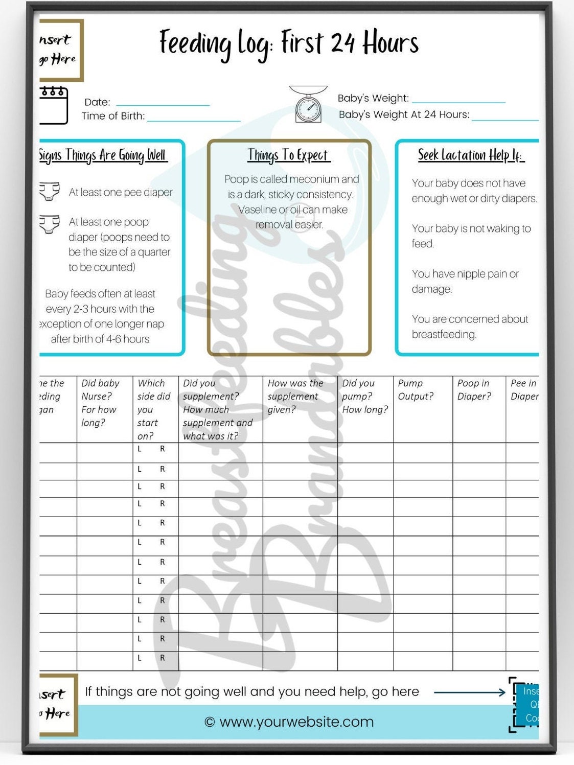 Infant Feeding Log Breastfeeding Log Template Customizable in Etsy