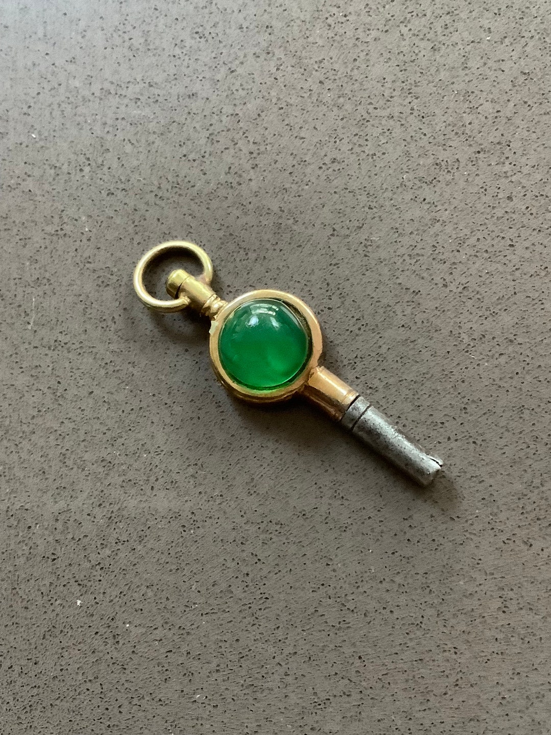 Antique Victorian Pocket Watch Key Winder 8 Mm Green Agate Cabochon