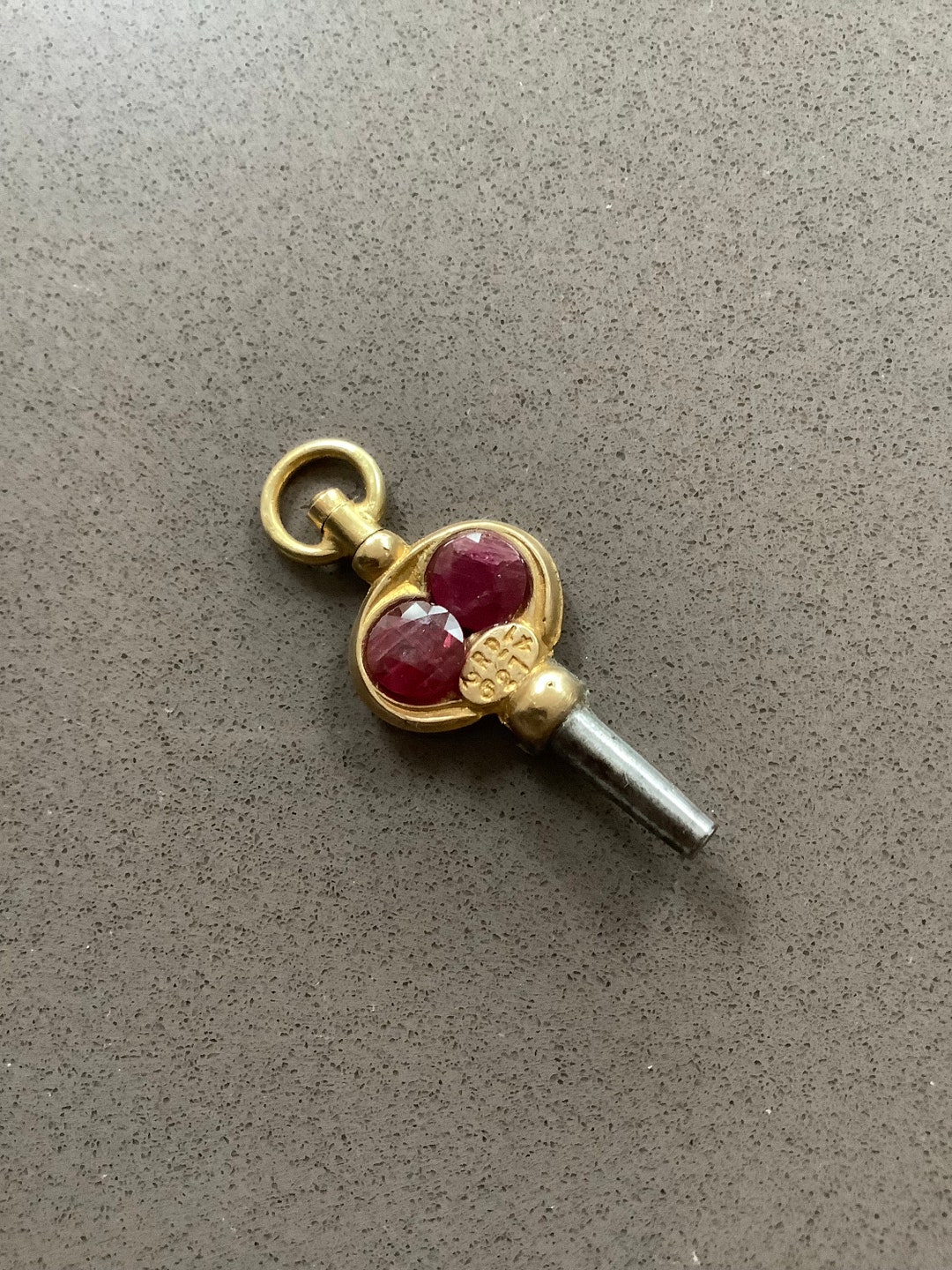 Antique Swivel Top Pocket Watch Key Winder Double Natural Red Pink