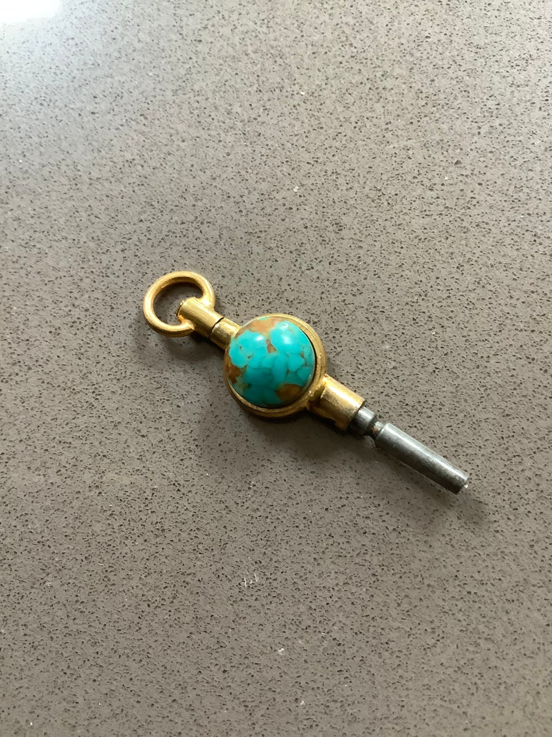 Antique Victorian Pocket Watch Key Winder 8 Mm Green Copper Turquoise