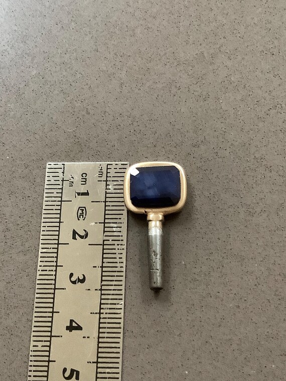 Antique rectangular stone set pocket watch key wi… - image 4