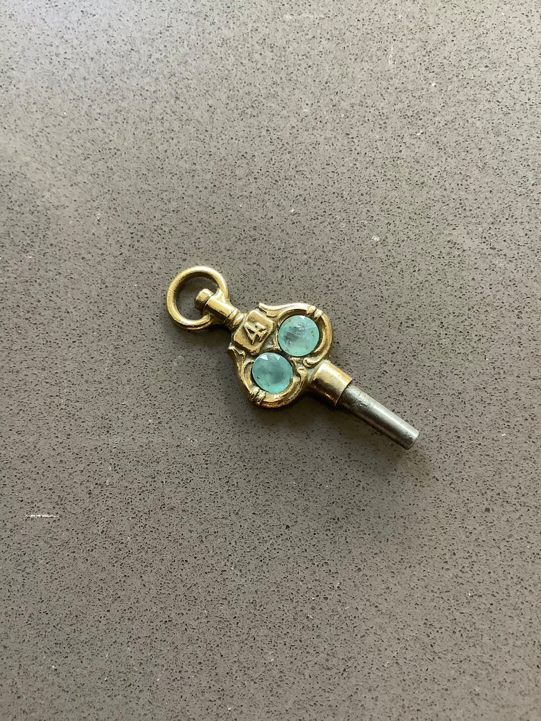 Antique Swivel Top Pocket Watch Key Winder Double Blue Green