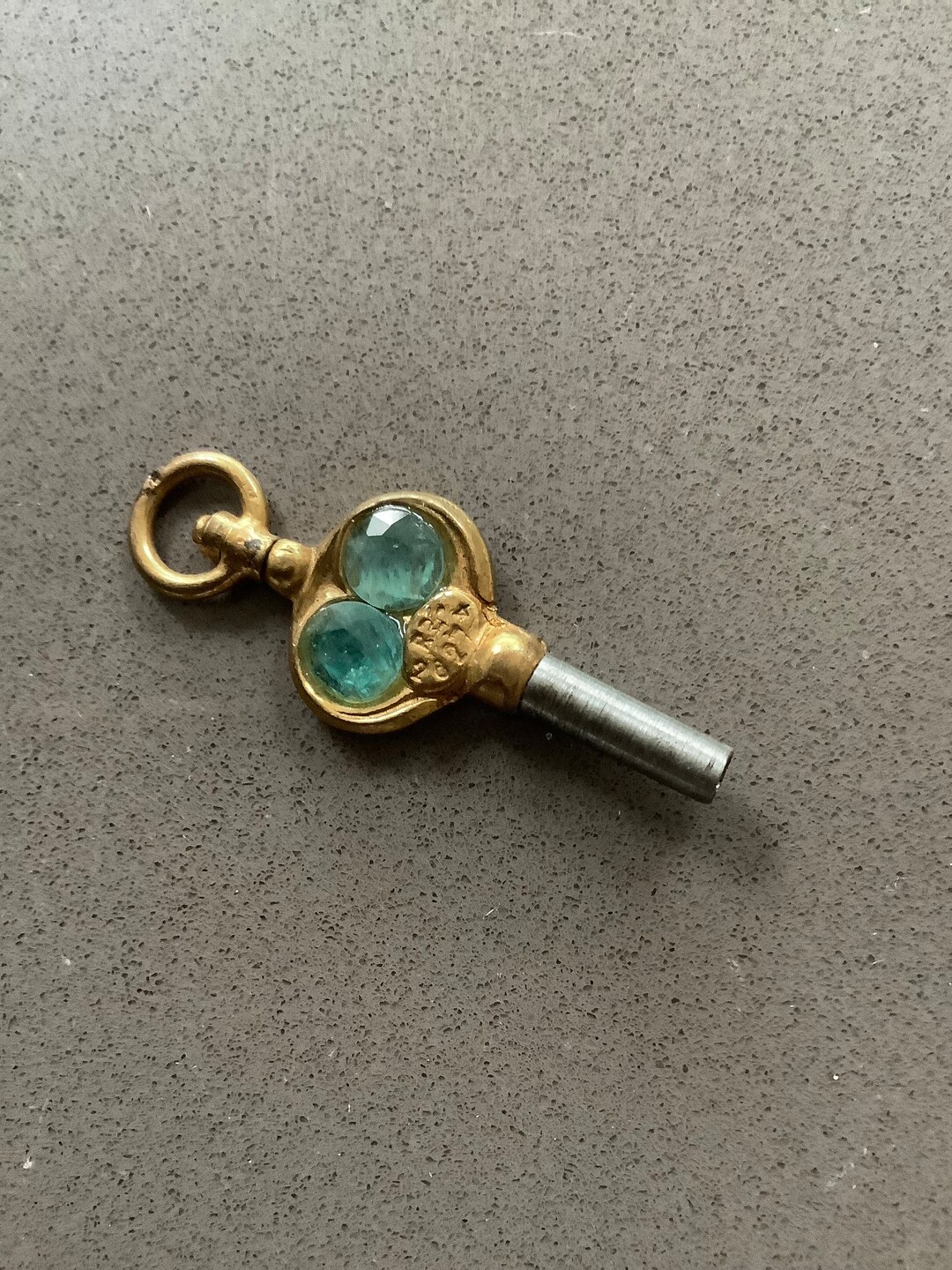 Antique Swivel Top Pocket Watch Key Winder Double Blue Green