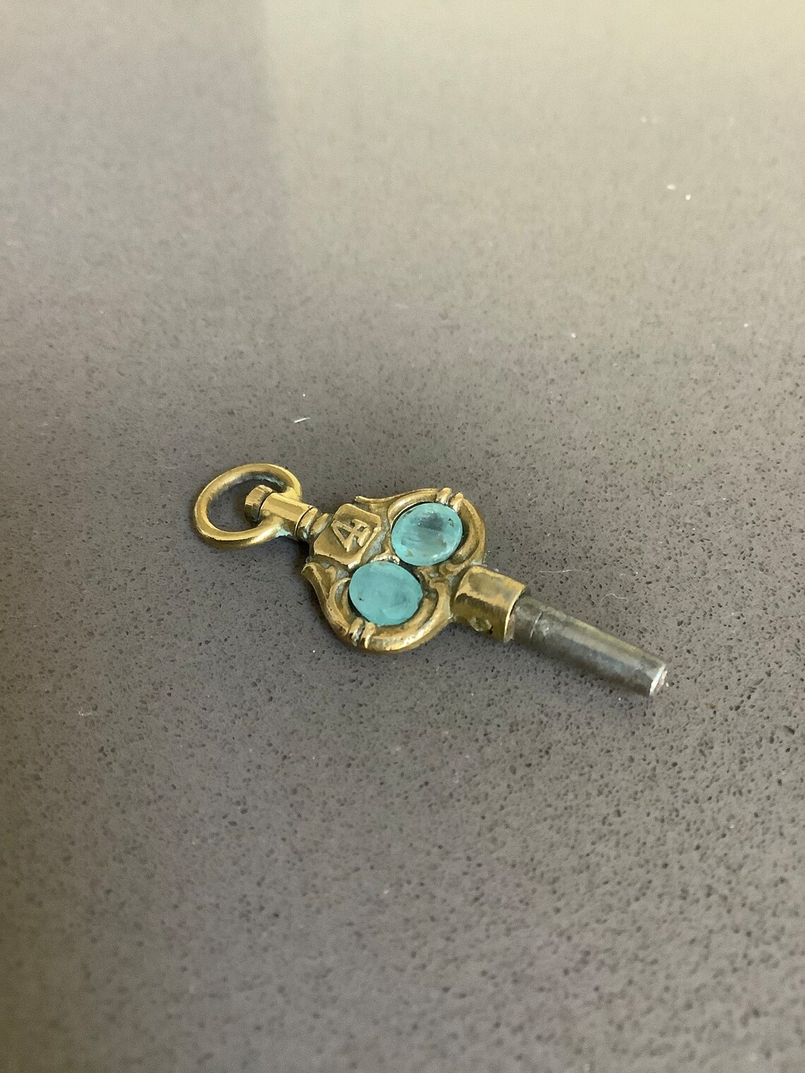 Antique Swivel Top Pocket Watch Key Winder Double Blue Green