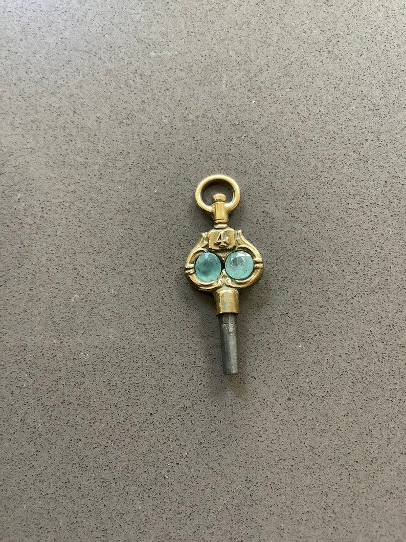 Antique Swivel Top Pocket Watch Key Winder Double Blue Green