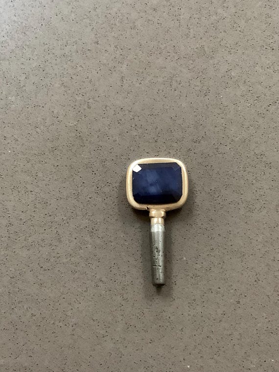 Antique rectangular stone set pocket watch key wi… - image 2