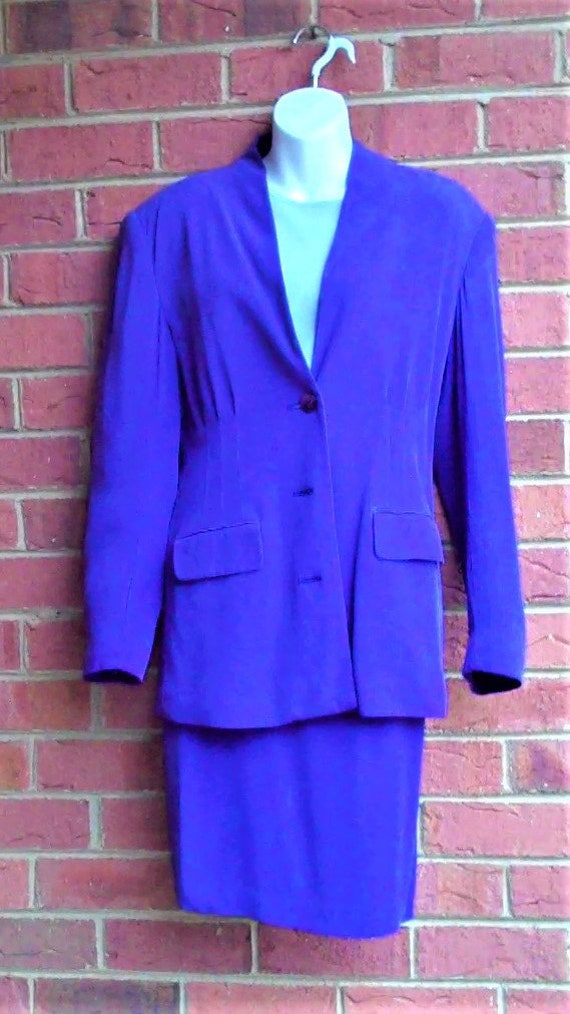 Vintage 1990s Casual Corner Purple Silk Business S