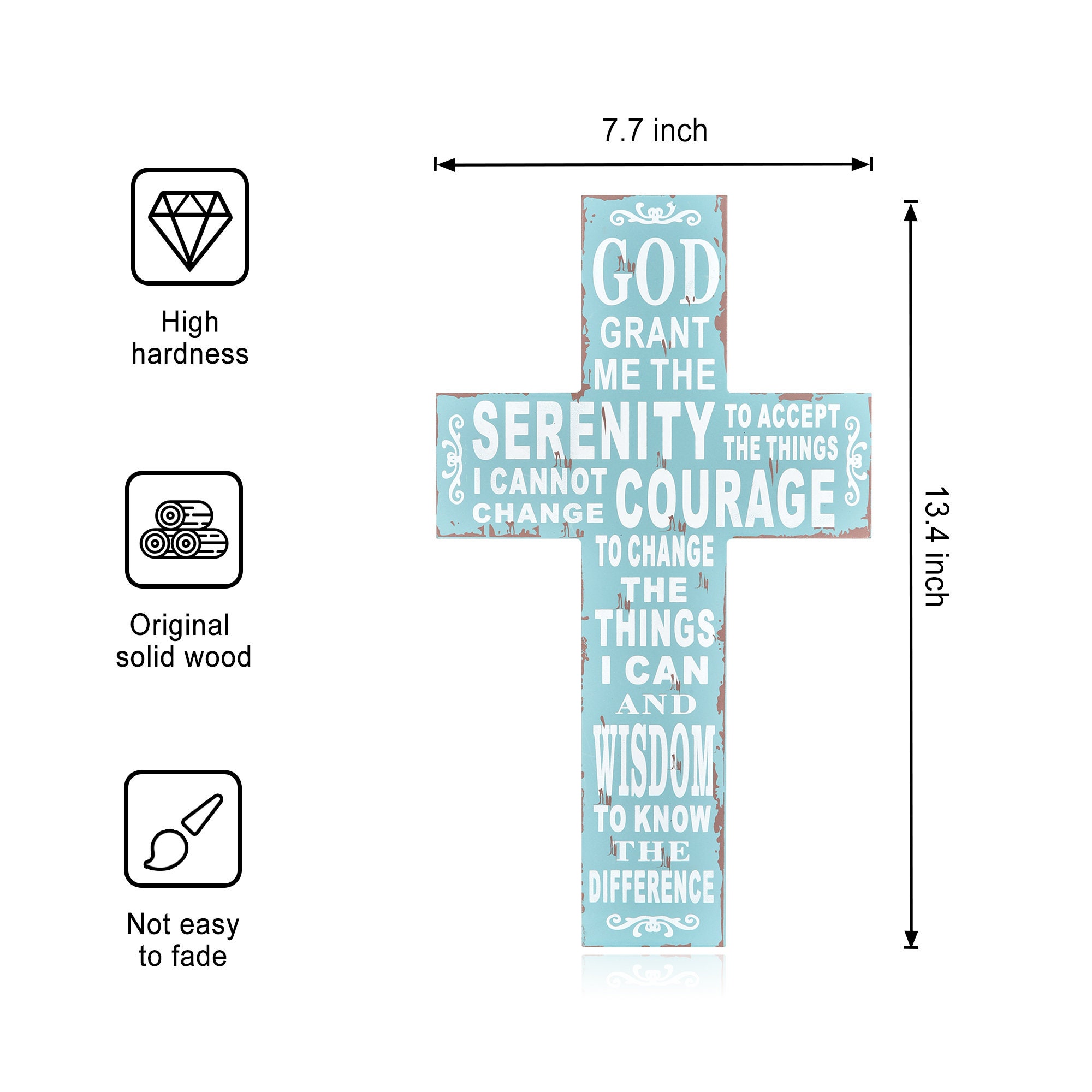 Wandkreuz mit Gelassenheitsgebet Blaues Holzkreuz | Etsy