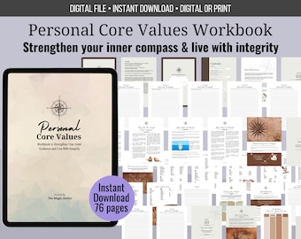 Personal Core Values Workbook: Self-Discovery Journal Prompts (Digital Download)