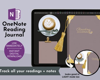 OneNote Digital Reading Journal, Book Review Tracker (Digital Download)