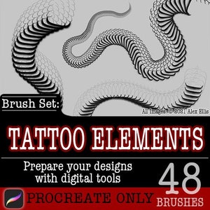 Procreate Tattoo Elements: Uma coleção completa de pincéis e carimbos para design profissional de tatuagens