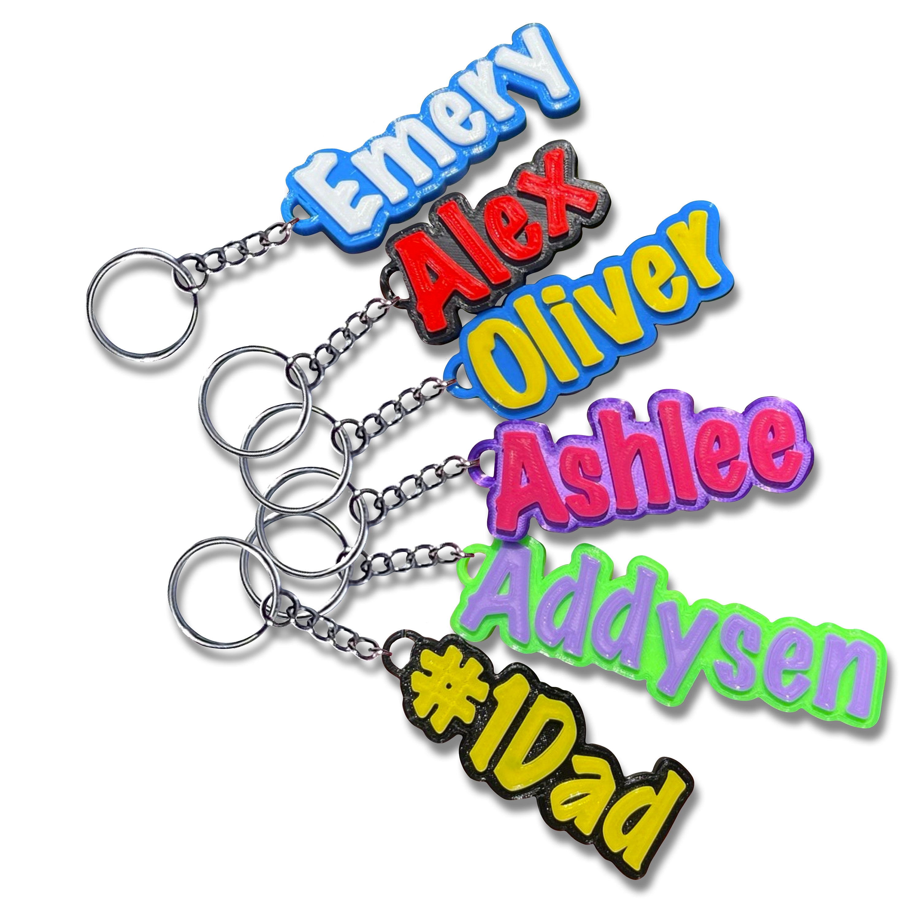 Unique Personalized Keychains - 3D Printed Name Keychain with Custom Color Options