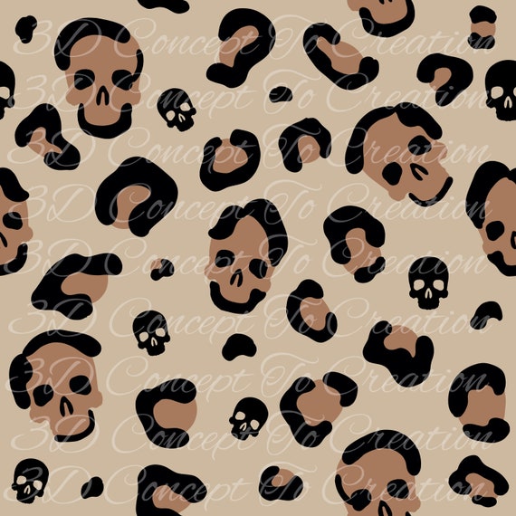 Leopard Print Skulls Png Pattern Halloween Seamless Pattern - Etsy