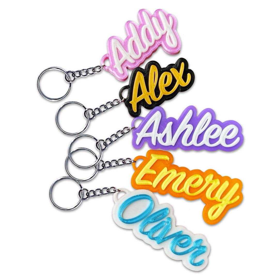 Custom Name Keychains - Personalized 3D Printed Keyring for School and ...