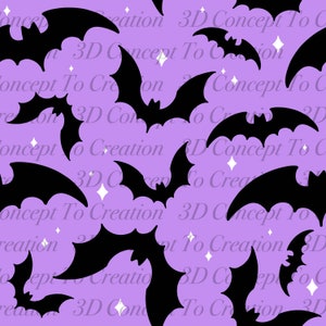 Seamless PNG Pattern Featuring Dainty Bats and Stars for Spooky Halloween Designs
