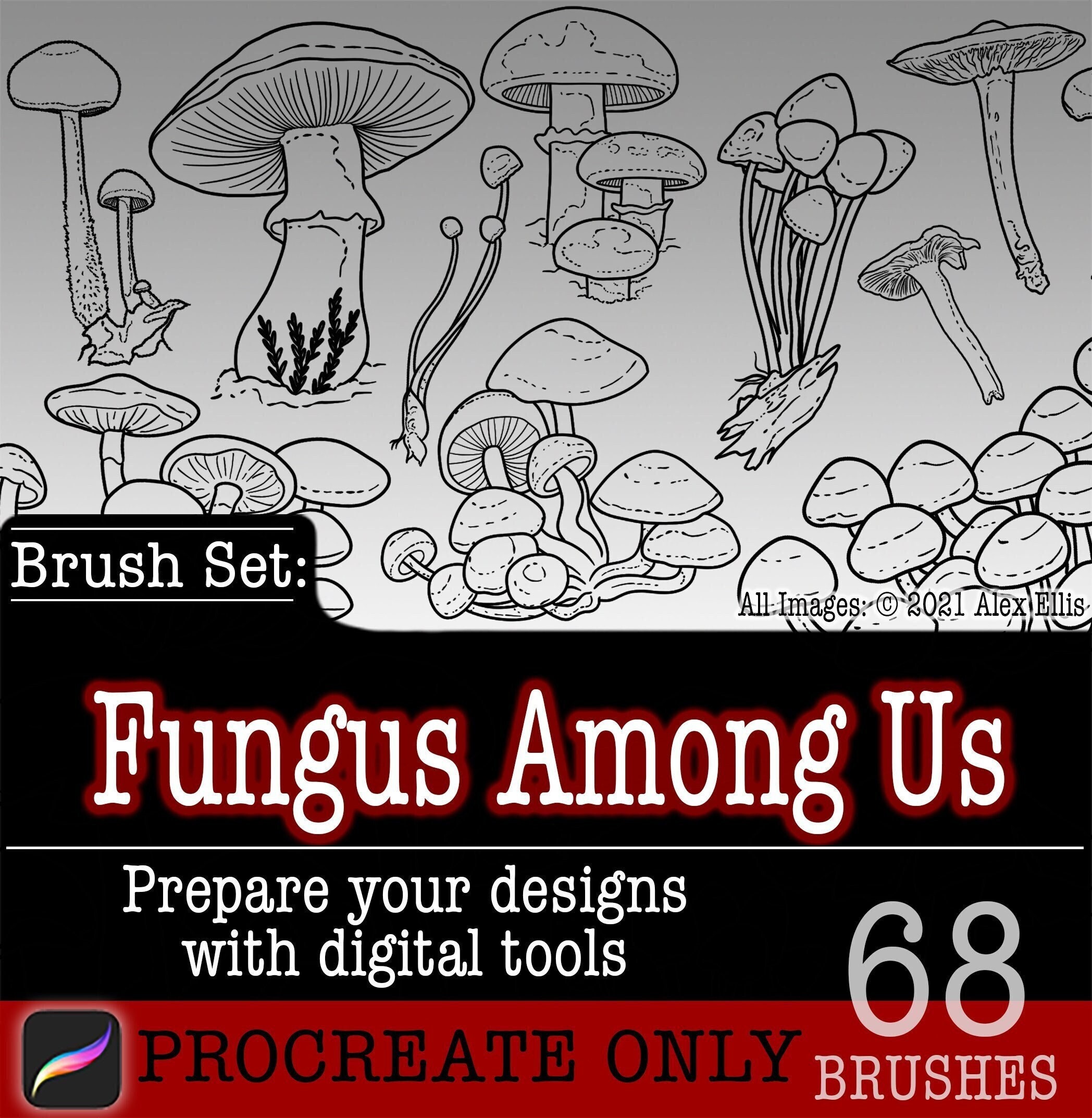 Fungi Frenzy - A Comprehensive Collection of Brushes for Procreate Users