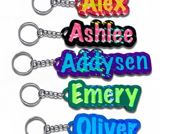 Llavero personalizado holográfico iridiscente personalizado de dos colores Regalo personalizable